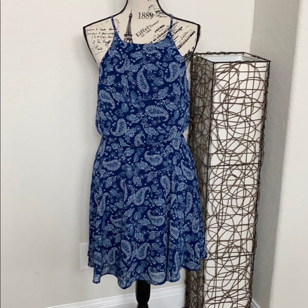 Blue paisley empire waist dress